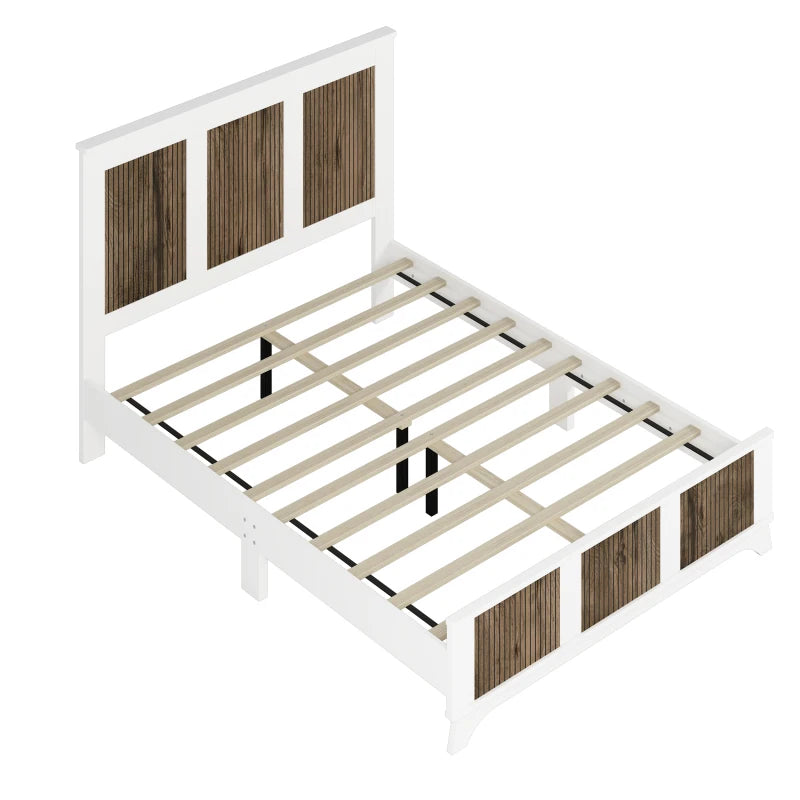 4-Pieces Bedroom Sets, Queen Size Farmhouse Platform Bed