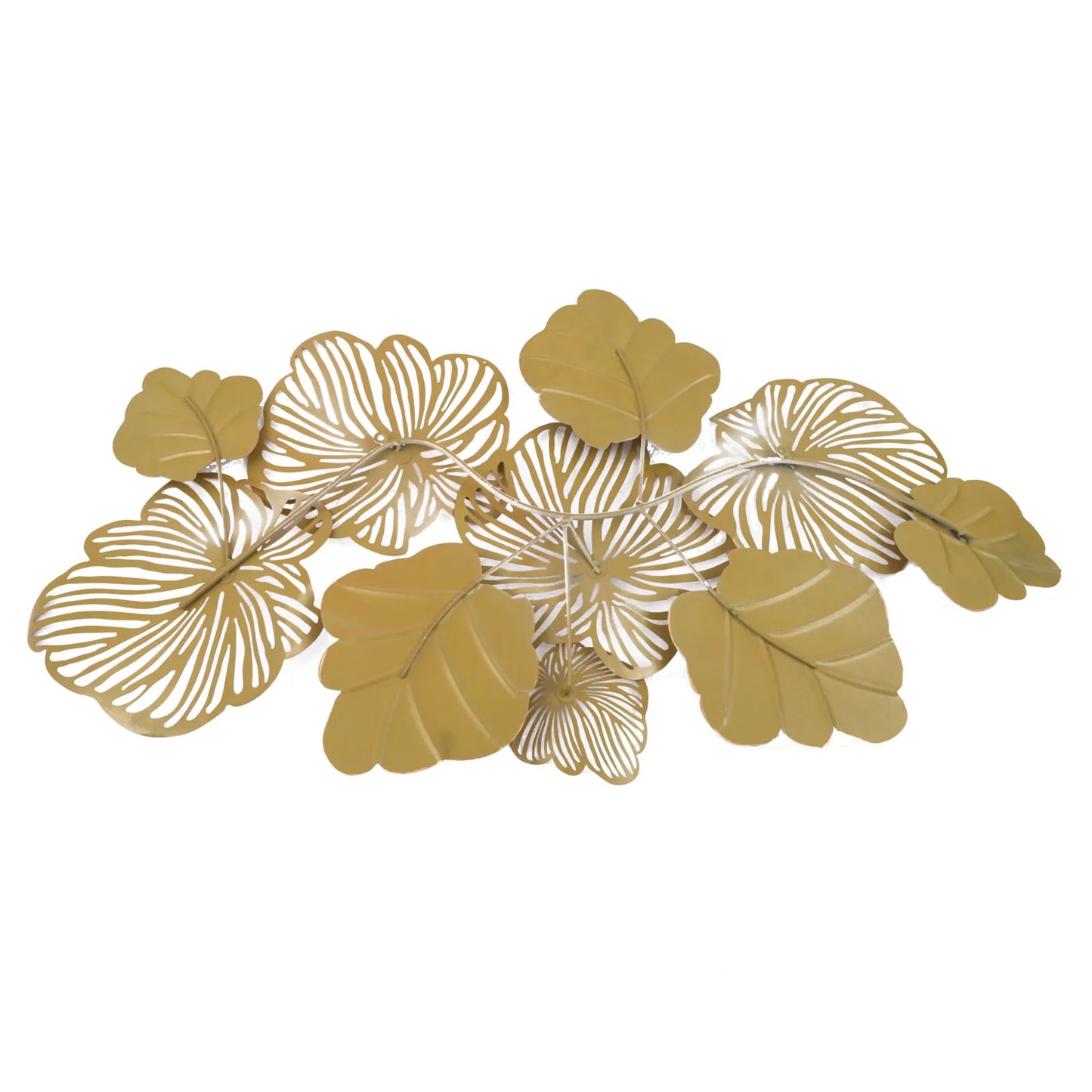 Scandinavian Style 3D Metal Wall Decor Art Leaves Gold Flower Blooming