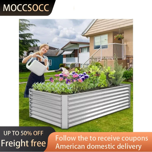 Outdoor Garden Raised Planter Galvanized Metal Raised