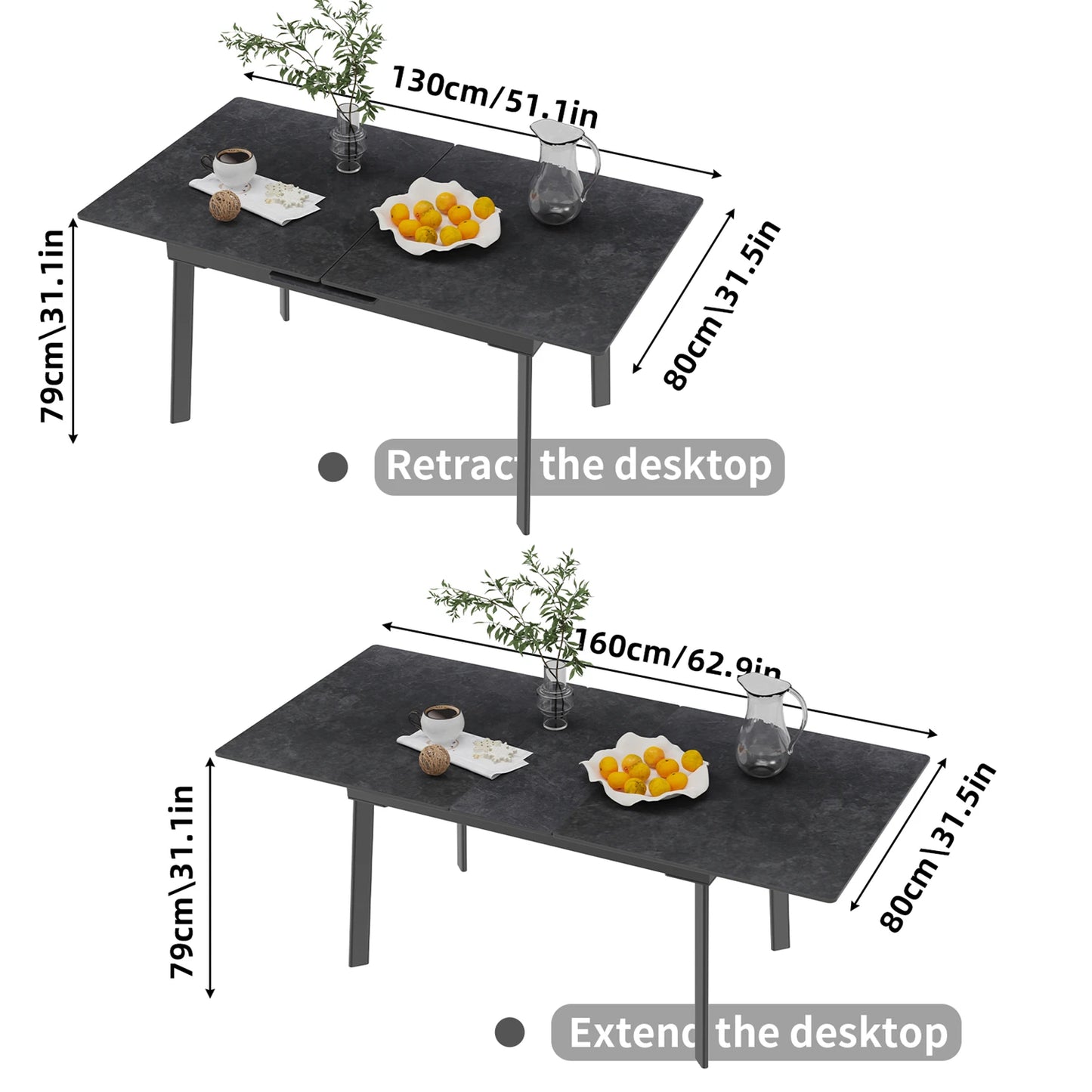 Kitchen Extendable Dining Table Stretchable