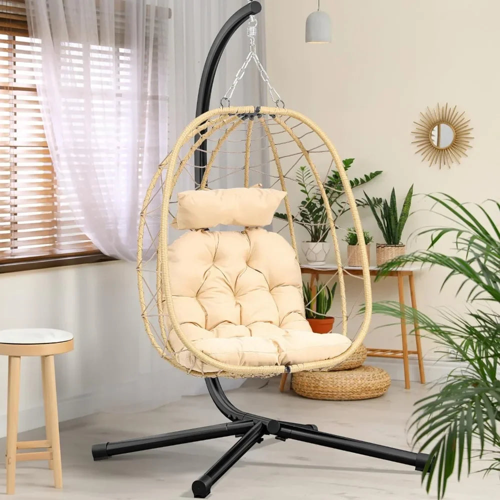 Egg Chair with Stand Swing Chair Wicker Indoor Outdoor