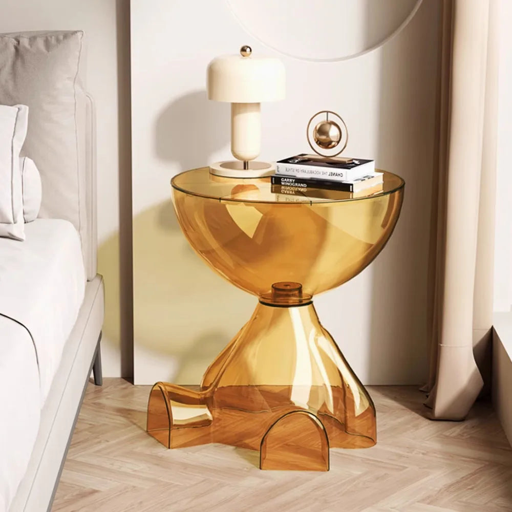 Transparent Advanced Small flat head coffee table cream style, home living room sofa side