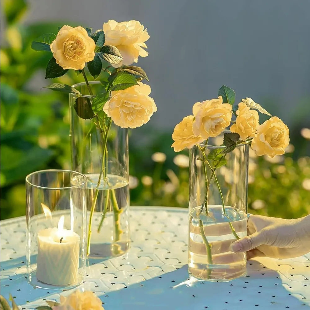 Flower Vase Glass Cylinder Vases  Wedding Table Decoration Home