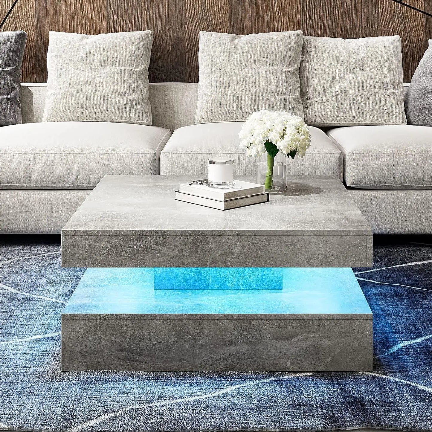 Black LED Coffee Table for Living Room Restaurant Tables Cocktail Tea Table for Home Office