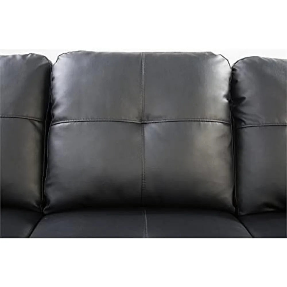 Living Room Sofa, L-Shape PU Leather Sectional Couch Set with Storage, Chaise,