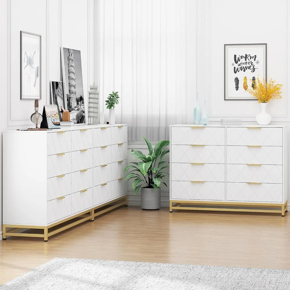 Dresser for Bedroom With 8 Drawer Dressing Table TV Stand