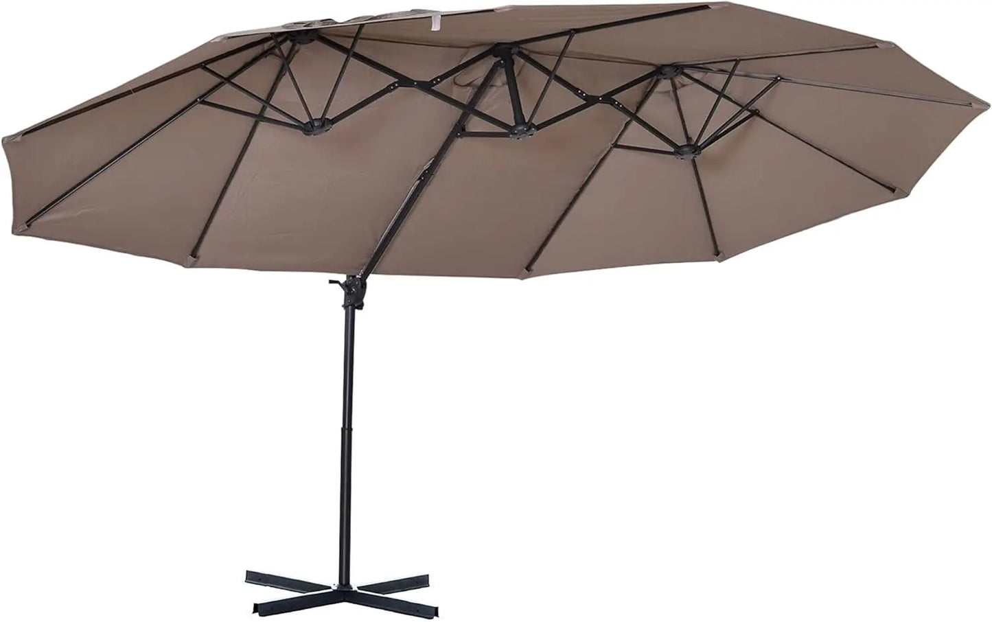 Outdoor Market Extra Large Umbrella with Crank, Cross Base for Deck, Lawn, Backyard