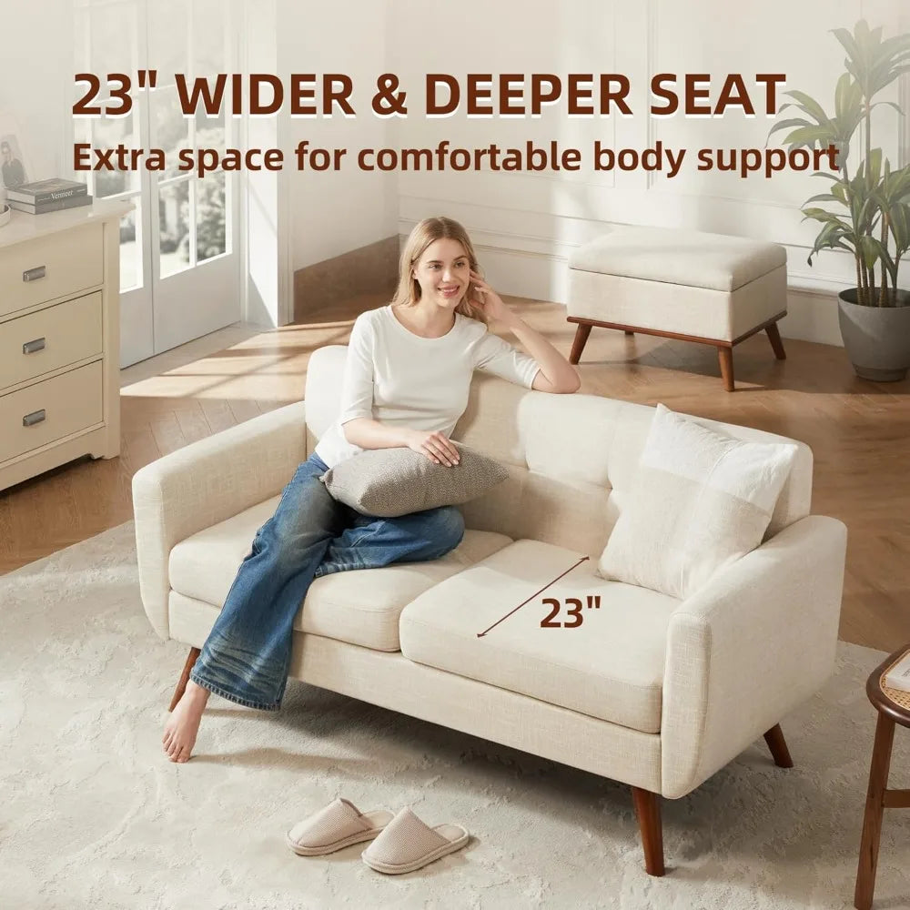 Loveseat Sofa, Mid Century Modern Decor Love Seat Couches for Living Room,