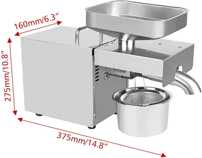 Oil Press Machine 1500W 110V Electric Automatic Peanut Nut Seed Oil Extractor Stainless Steel Oil Presser Expeller for Co