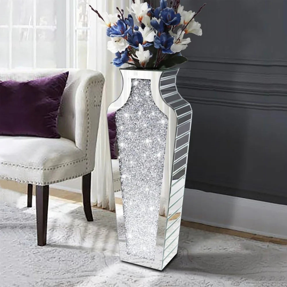 Crystal Silver Glass Decorative Mirror Vase Water Decorations