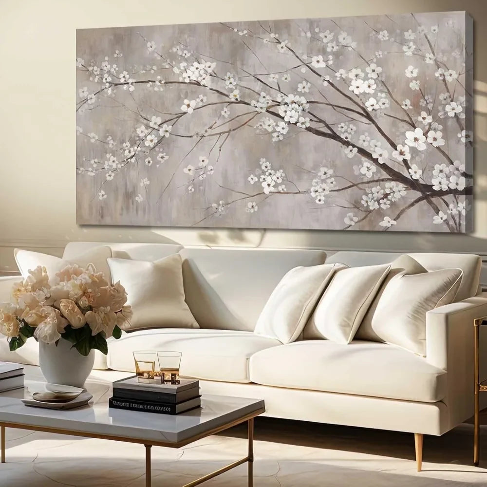 Botanical Wall Decor Paintings Canvas Wall Art for Living Room White Flower Pictures Artwork Decorations for Bedroom