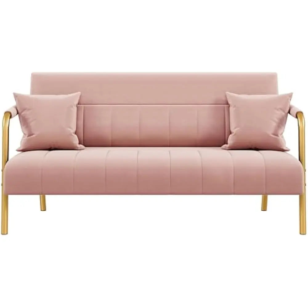 sofa w/Gold-Tone Metal Arms and Legs for Livings Rooms, Home Office, Living Room Sofa
