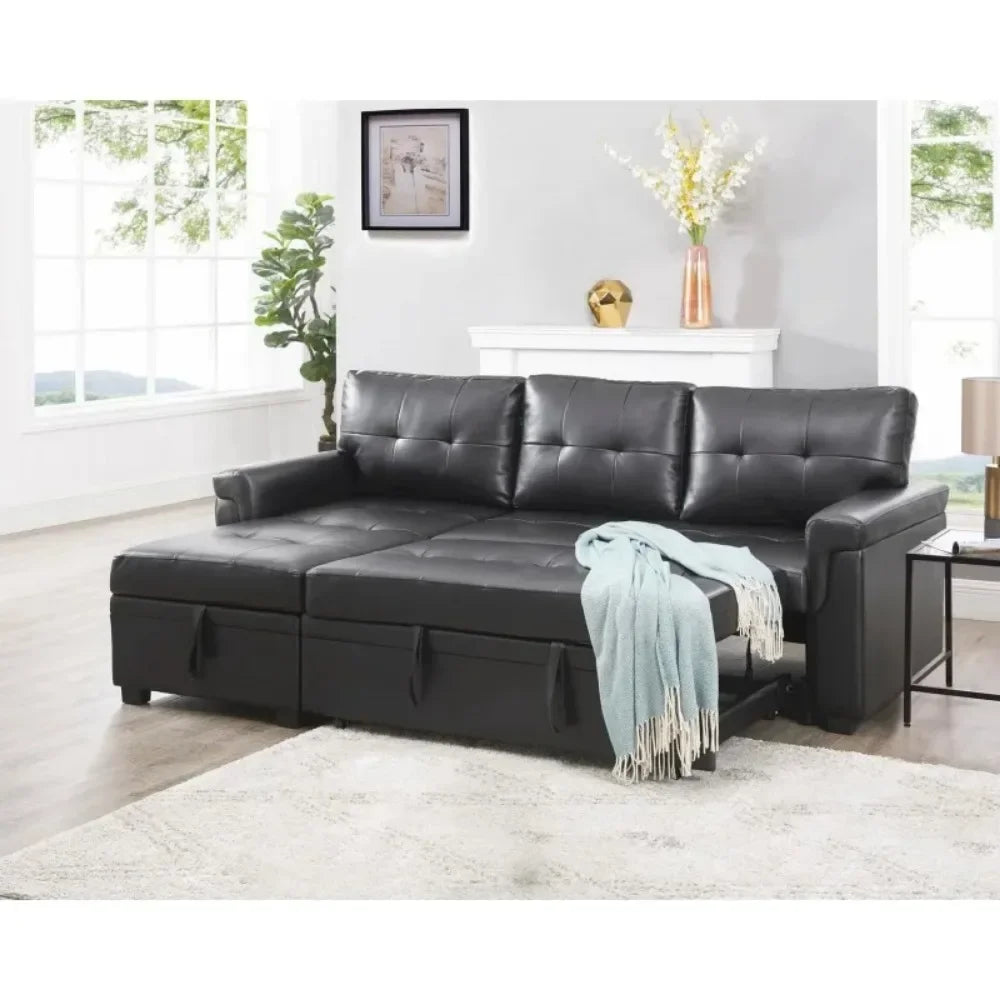 Sleeper Sectional Sofa with Convertible Sofa Bed &Inviting Chaise.Find Tranquil Comfort Stress-Relieving Design