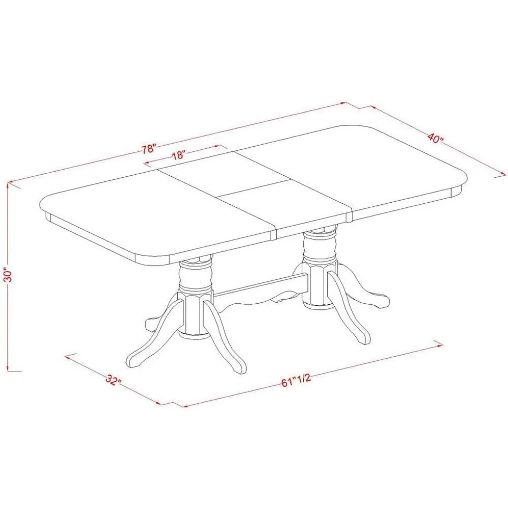 Dining Room Furniture Set Consist of a Rectangle Kitchen Table with Butterfly Leaf and 6 Linen Fabric Upholstered Chairs