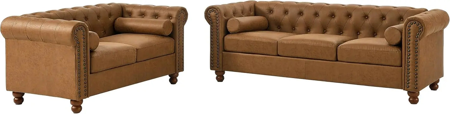 Leather Upholstered Sofa Couch Set