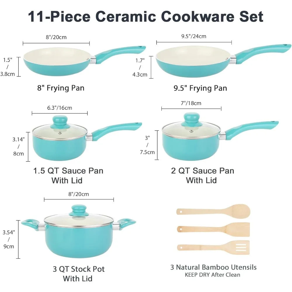 Pots and Pans Set Nonstick, 11pcs Kitchen Cookware Sets