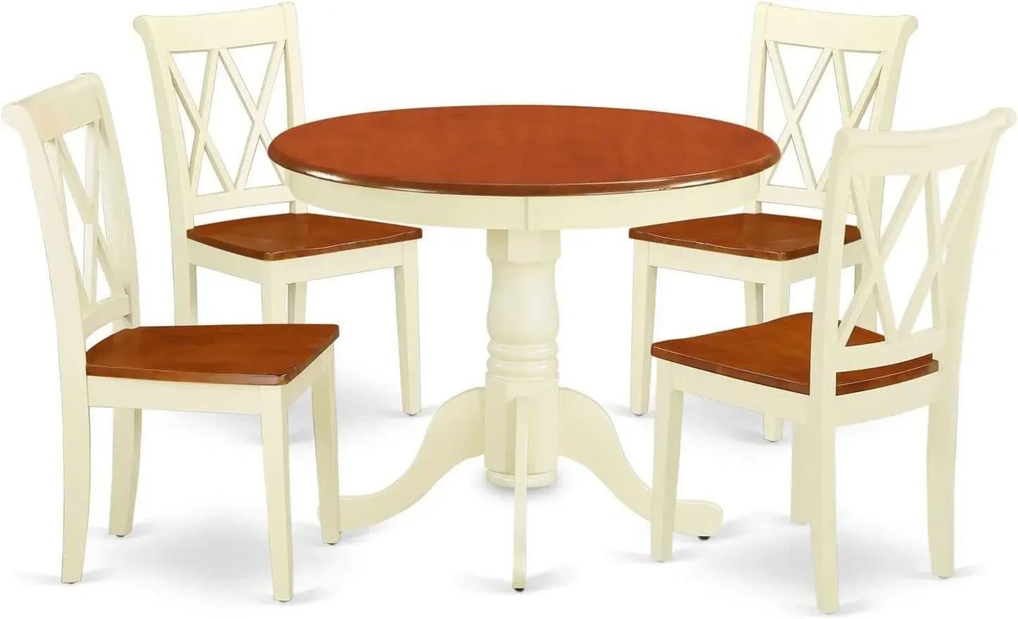 Dining Table with Base and 2 Solid Wood Chairs