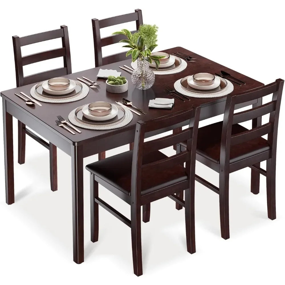 Dining Table Set for 4, Compact Kitchen Table and Chairs for Home and Apartment,