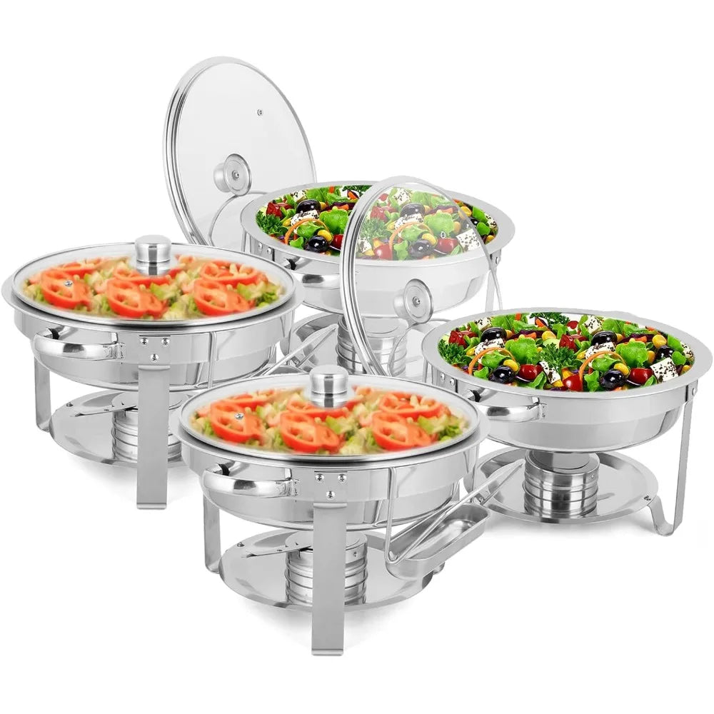 Chafing Dish Buffet Set, NSF Stainless Steel Round Chafers for Catering, Buffet Servers and Warmers Set