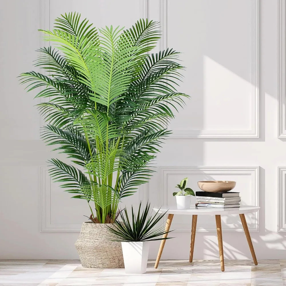 Plant Artificial Large Trees with 24 Removable Palm Leaves Tall Faux Palm Plant for Indoors