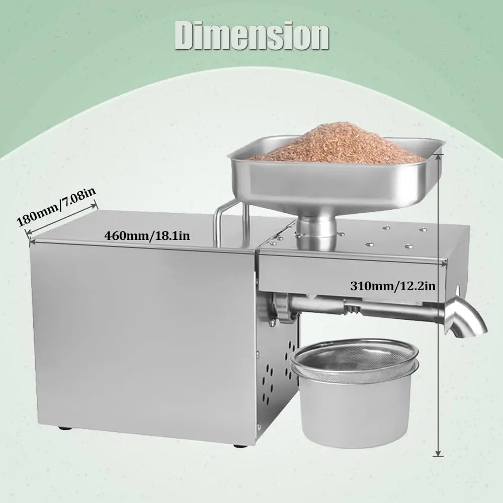 Kitchen Oil Press Machine Electric Automatic Oil Press Extractor Organic Oil Expeller for Avocado Coconut Flax Peanut Castor