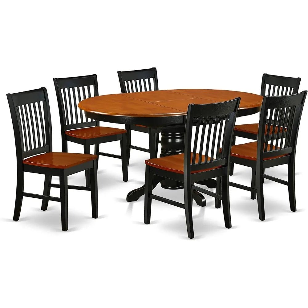 Furniture Set Consist of an Oval Kitchen Table with Butterfly Leaf and 6 Dining's Chairs, Dining Room Sets