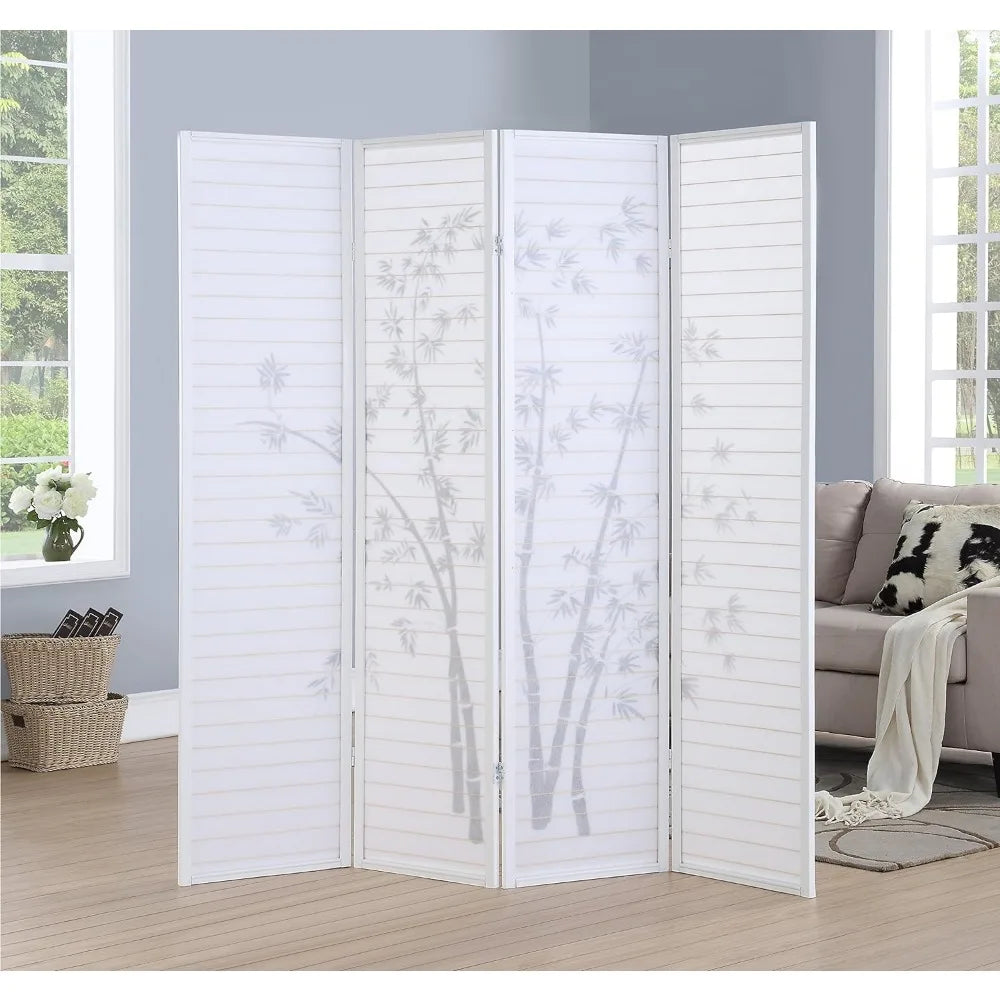 Framed Room Screen/Divider, white, for Creating Privacy in Small Spaces, Frame Made of Wood in Black