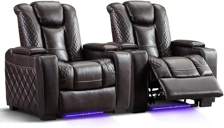 Home Reclining Sofas, Center Storage Console, Arm Storage, Cup Holders, Faux Leather Power Electric Recliner Loveseat Chair