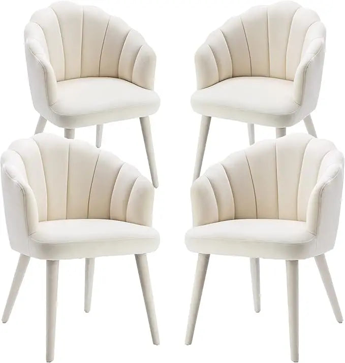 Modern Dining Room Chairs Set of 4 Chic Velvet Accent Chair Upholstered Side Chairs with Wood Legs for Home Kitchen/Living