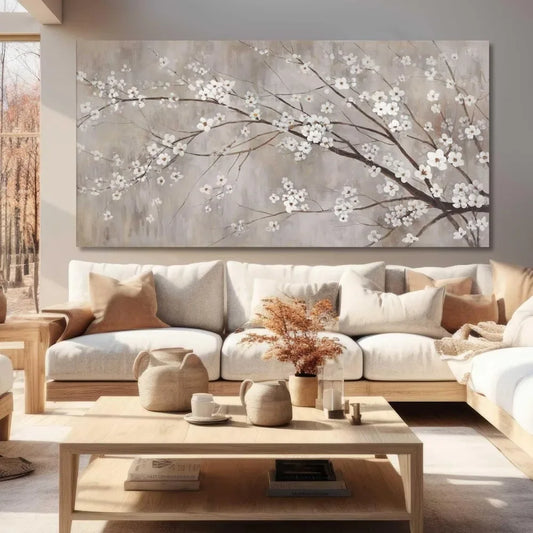 Botanical Wall Decor Paintings Canvas Wall Art for Living Room White Flower Pictures Artwork Decorations for Bedroom