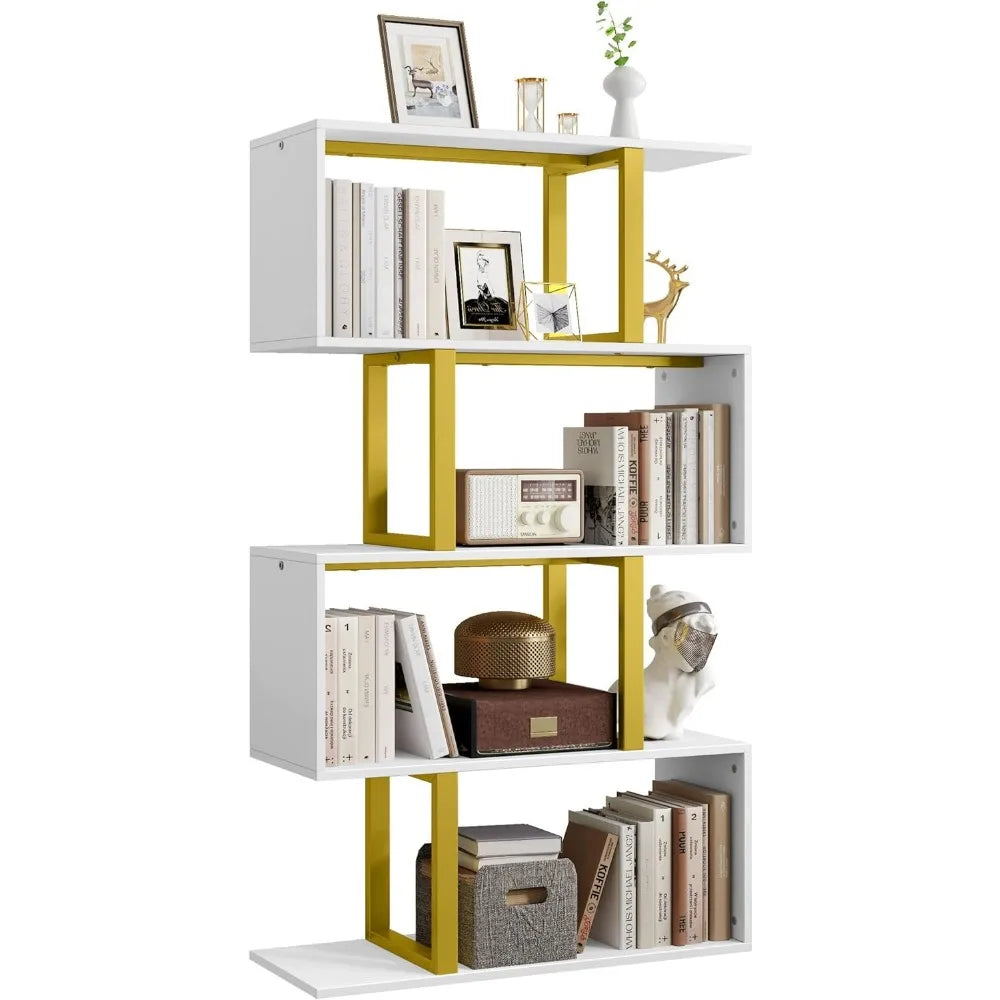 Book Shelf S-Shaped Z-Shelf Bookshelves and Bookcase Modern Storage Shelving Living Room