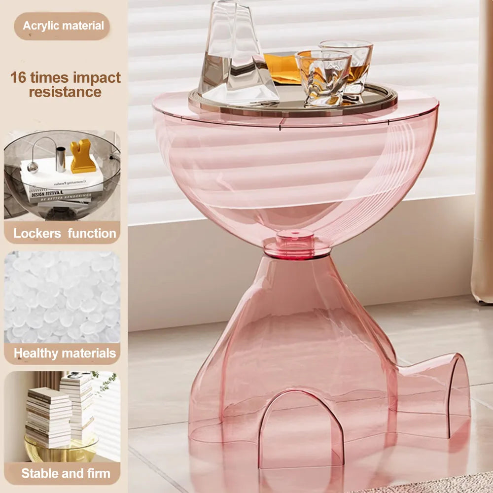 Transparent Advanced Small flat head coffee table cream style, home living room sofa side