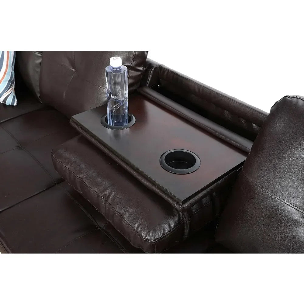 Sofas with Storage Ottoman and Cup Holders, Wide Convertible Upholstered Couch, L Shaped Sofas