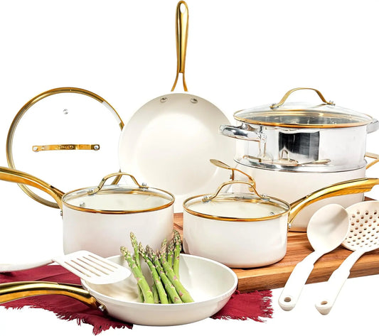 Ceramic Cookware Set Nonstick, Pots and Pans Set Non Stick for Kitchen with Frying Pan, Sauce Pan