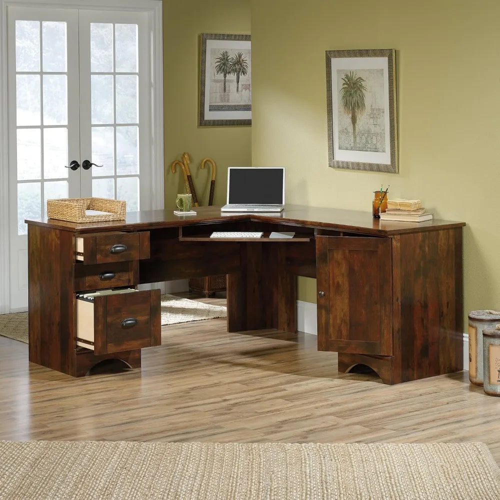 Harbor View Corner Computer Desk, Curado Cherry finish desk  desks table  l shaped desks  office furniture