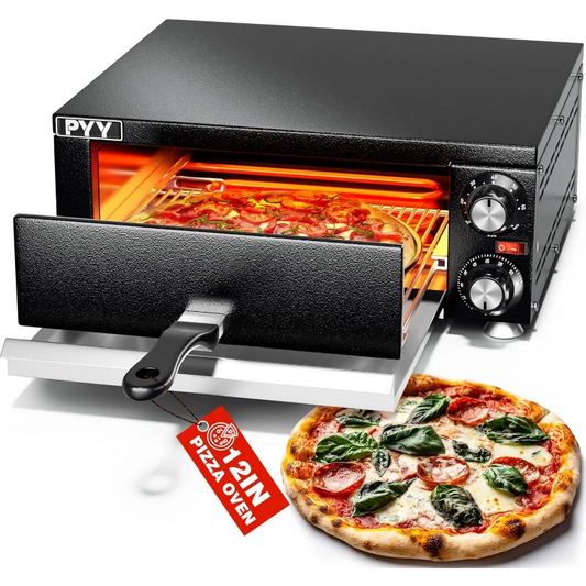 PYY Electric Pizza Oven Indoor Countertop Pizza Oven Commercial Pizza Maker Machine for Home with Timer Stainless Steel