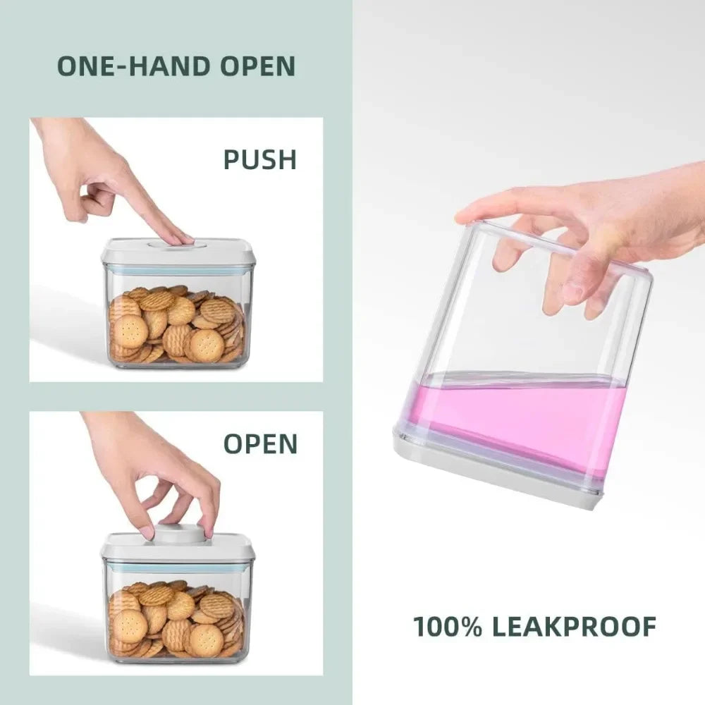 Food Storage Containers Set with Button Lock Airtight Lids