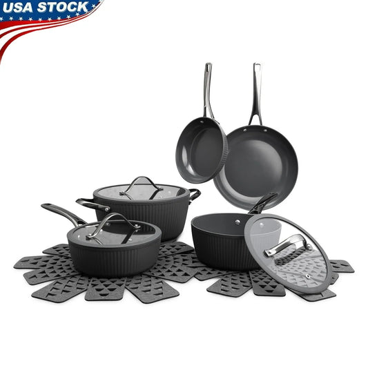 Cookware Set with Heavy Gauge Aluminum Cookware Protectors Induction Compatible Dishwasher Safe Durable