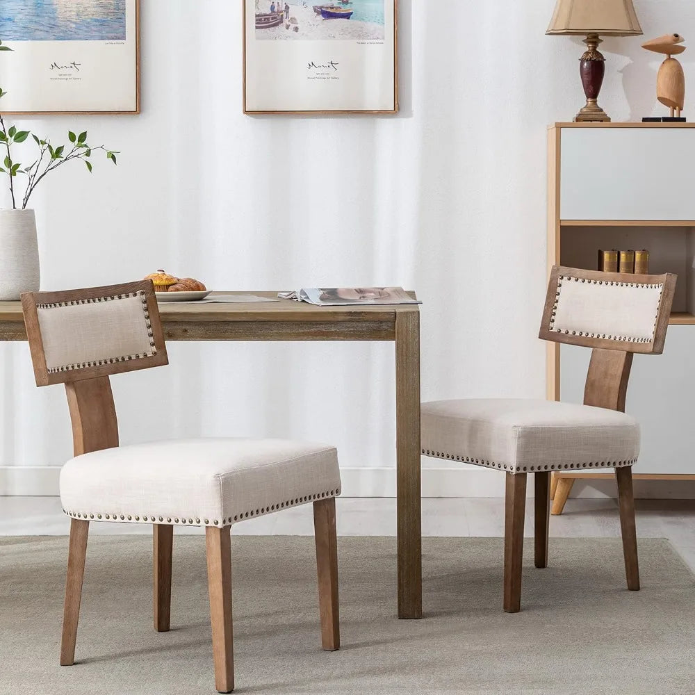 Dining Room Chairs Beige Chair for Desk Modern Kitchen Armless Solid Wood Dining Chairs