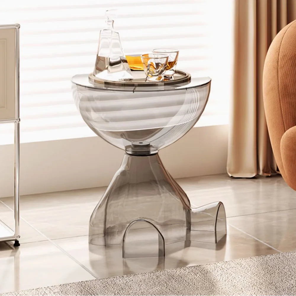 Transparent Advanced Small flat head coffee table cream style, home living room sofa side