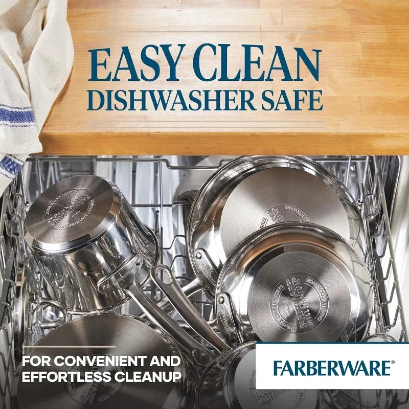 Farberware Millennium Stainless Steel Cookware Pots and Pans Set, 10 Piece