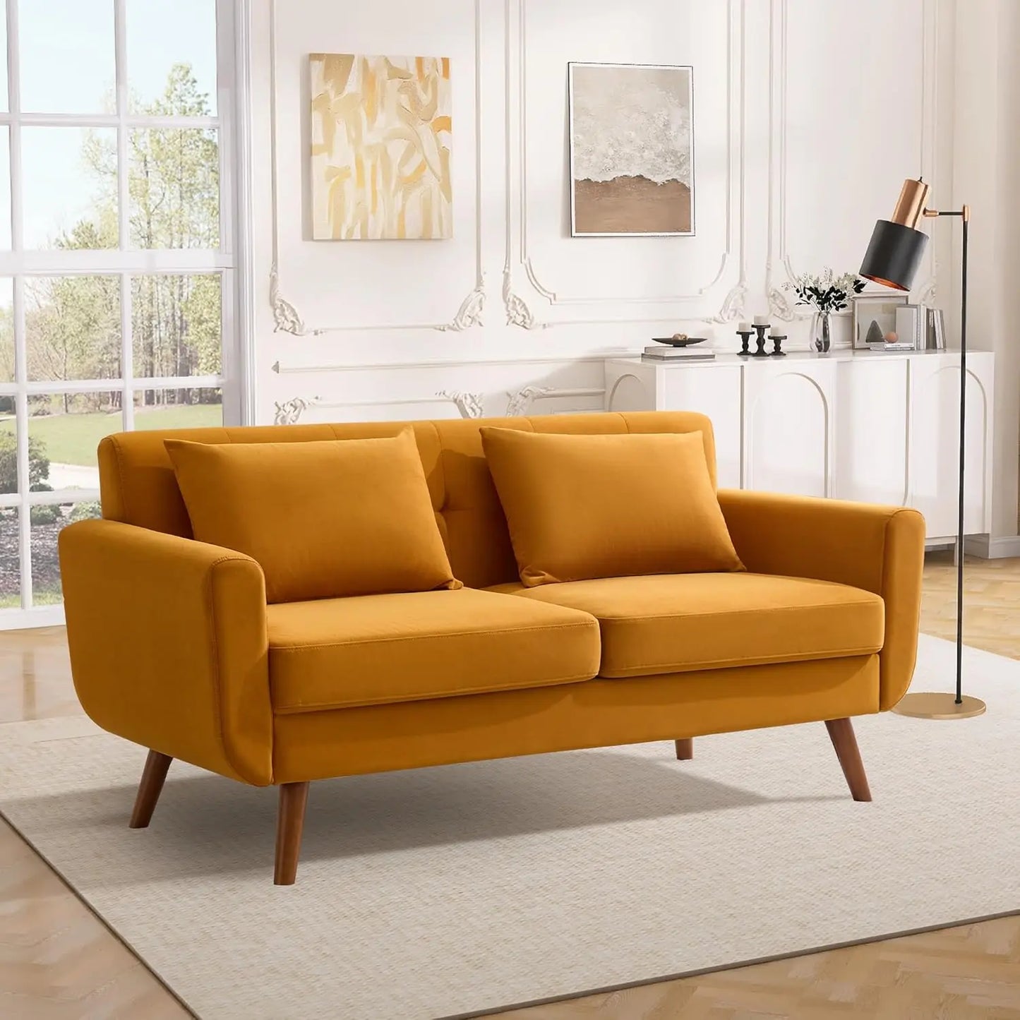 Loveseat Sofa, Mid Century Modern Decor Love Seat Couches for Living Room,