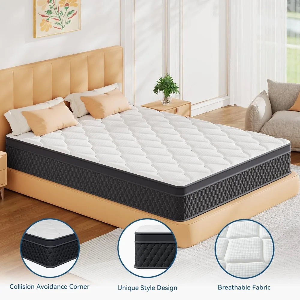 Twin Mattress in a Box, Memory Foam Hybrid Mattress Individually Pocketed Springs for Isolate Motion, Pressure Relief