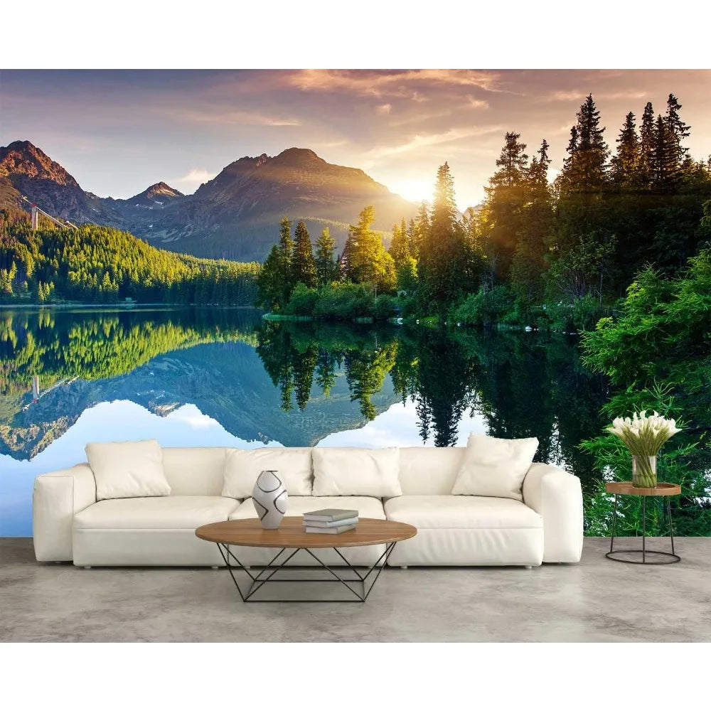 Mountain With Lake Photo Wallpaper Landscape Wall Mural for Bedroom Living Room TV Background Sofa Wall Wallpapers Home Decor