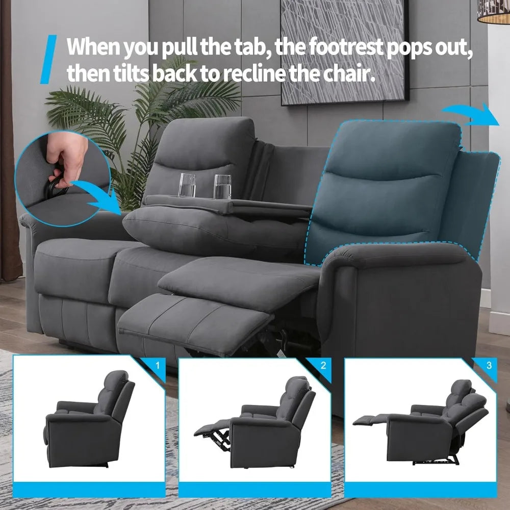 Adjustable Living Room Sofa with Flip Middle Backrest, Home Theater Seating Couch, Modern Convertible Couch