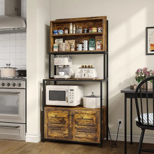 Bread rack, five layer shelf with power socket, microwave shelf, vertical kitchen storage