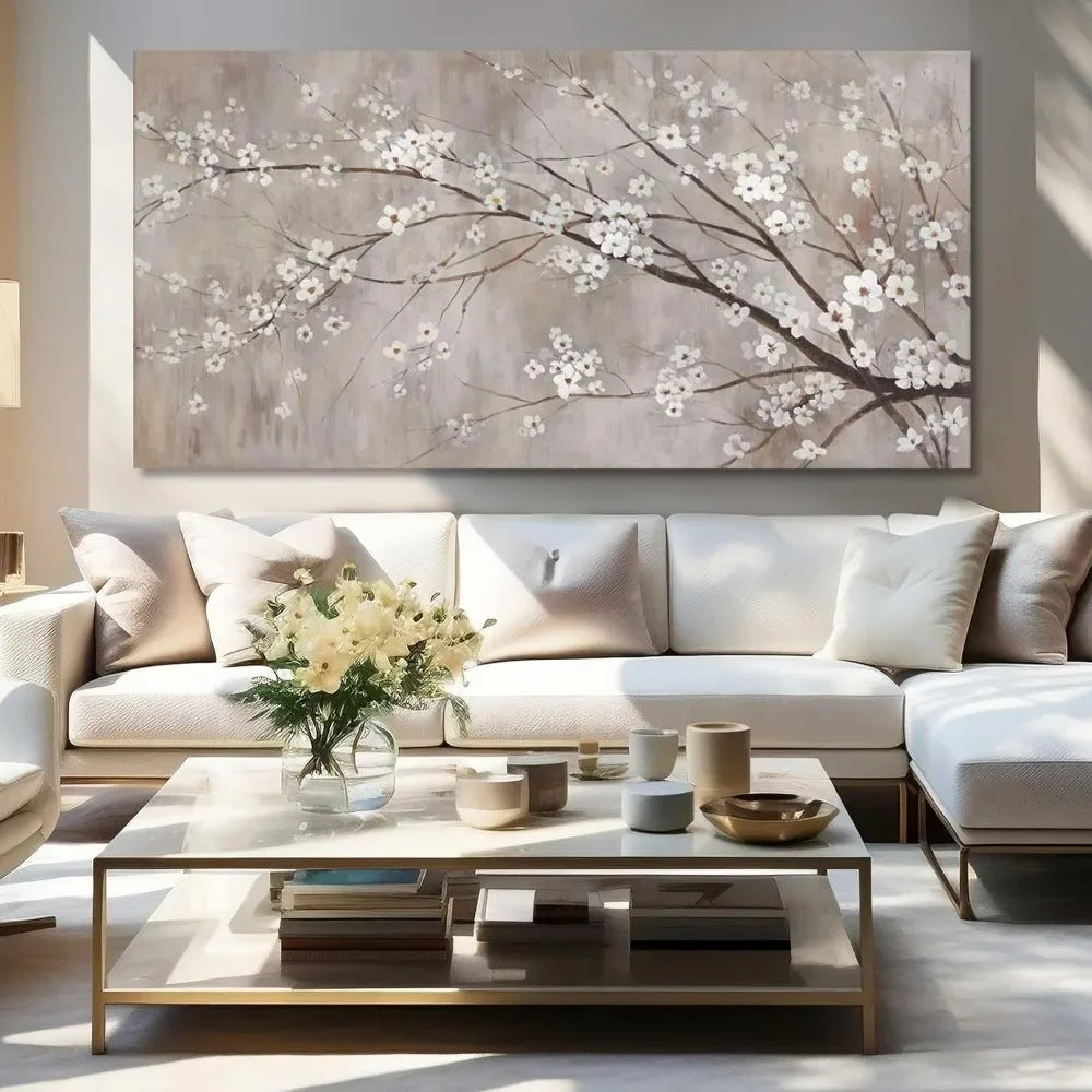 Botanical Wall Decor Paintings Canvas Wall Art for Living Room White Flower Pictures Artwork Decorations for Bedroom