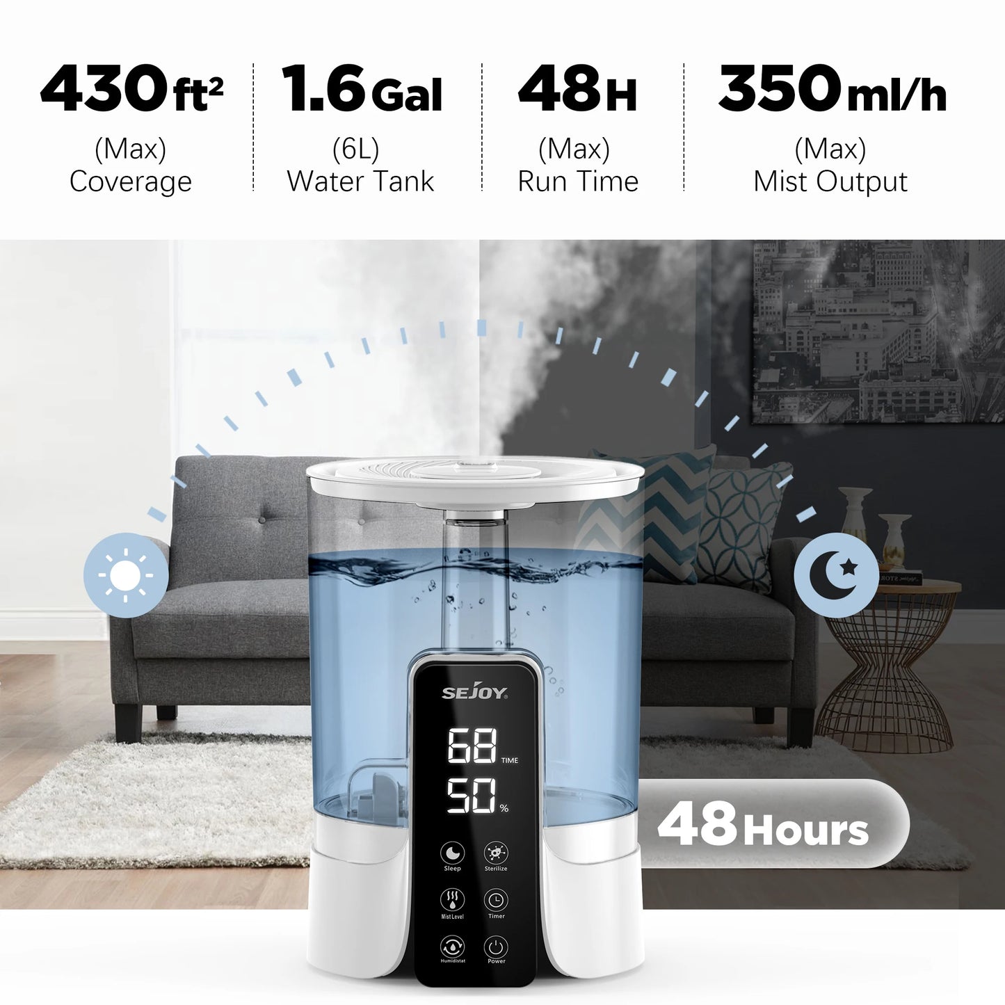 Air Humidifier Professional Large Capacity Home Humidifier Plant Mist Aroma Diffuser with Remote Control Timer