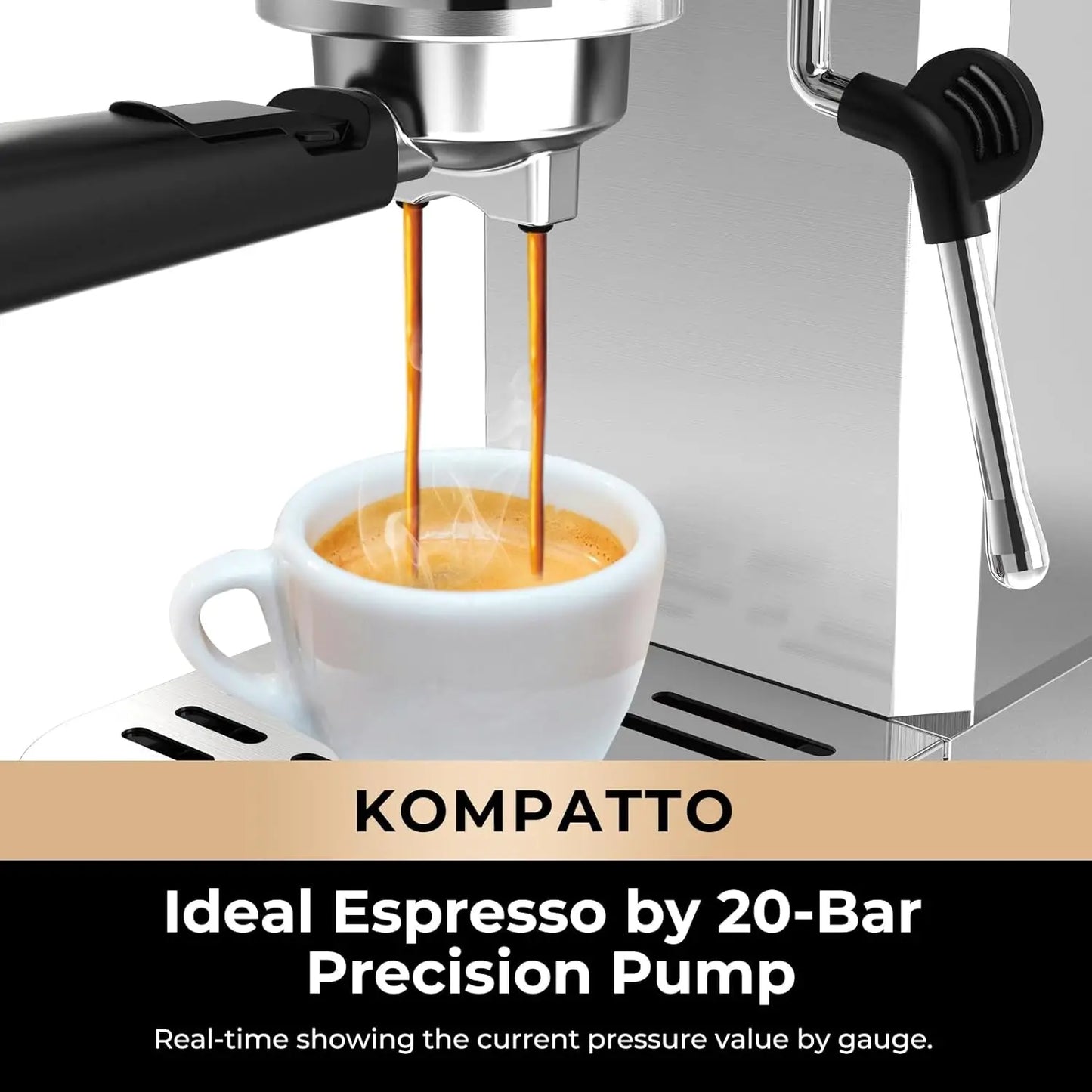 Chulux Slim Espresso Machine With Milk Frother Steam Wand, 20 Bar Professional Italian Pump Semi Automatic Espresso Coffee