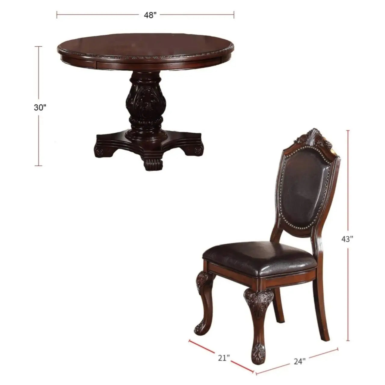 5pc Dining Set with 1 Classic Dining Table & 4x Side Chairs,Round Table, Chair